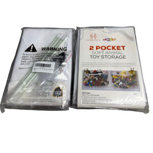 New Set of 2 Honeyera White 2 Pocket Soft Animal Toy Storage